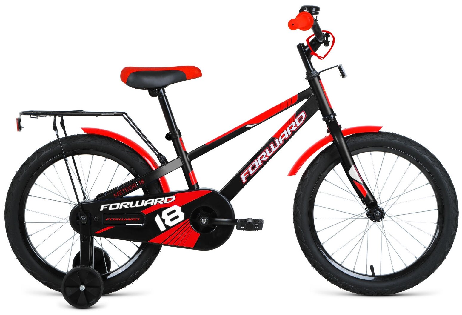 Велосипед FORWARD METEOR 18 (18" 1 ск.) 2020-2021, черный/красный, 1BKW1K7D1012