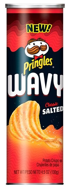 Чипсы PRINGLES WAVY CLASSIC SALTED CRISPS с солью 130 гр USA.