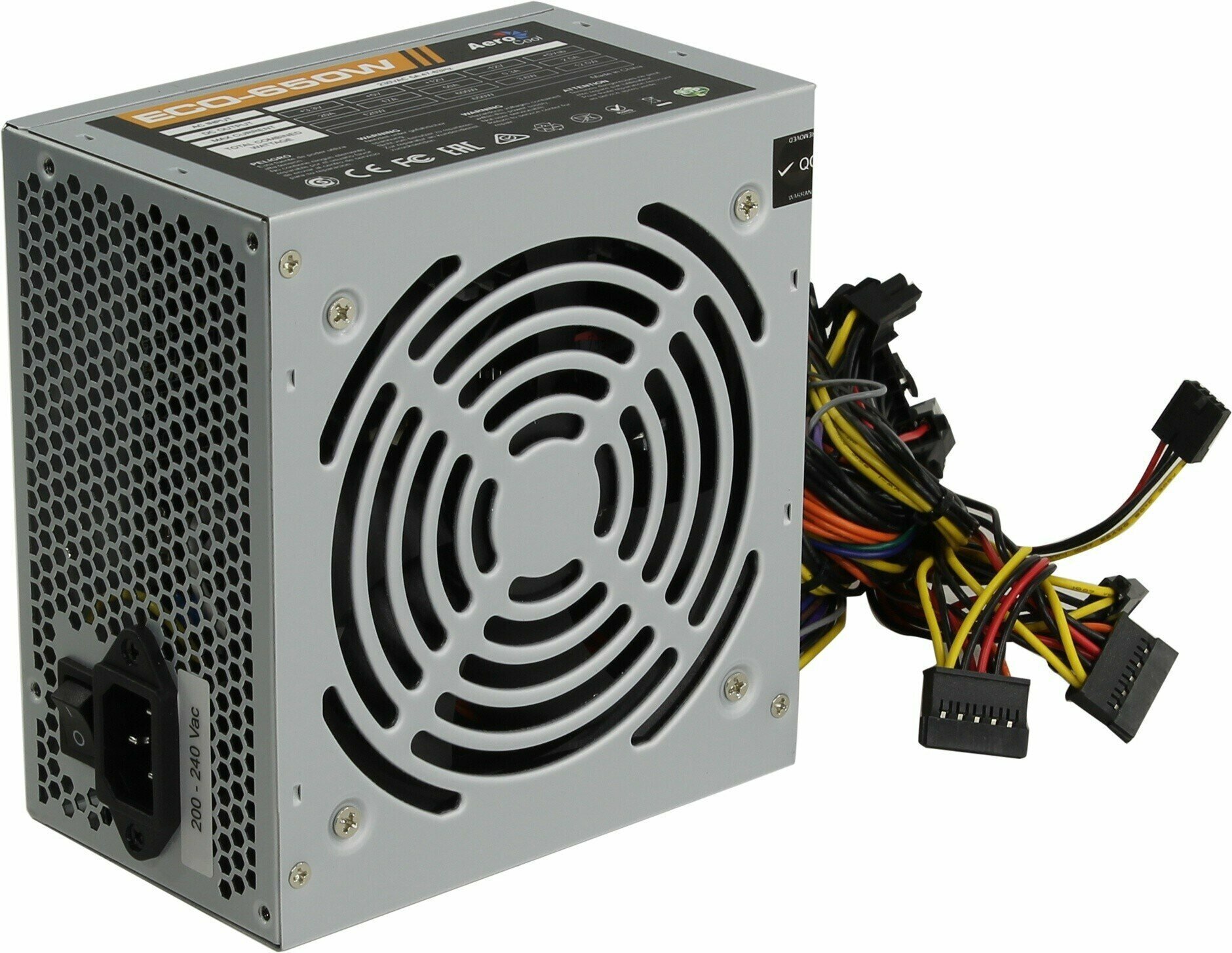 Блок питания Aerocool 650W Retail ECO-650W ATX v2.3 Haswell, fan 12cm, 400mm cable, power cord, 20+4 - фотография № 13