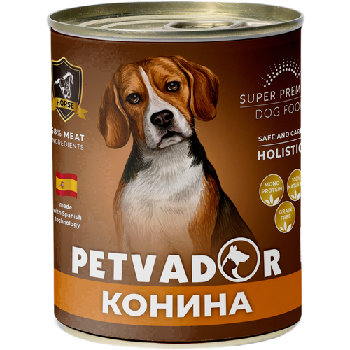 Влажный корм для собак Petvador с кониной 850 гр