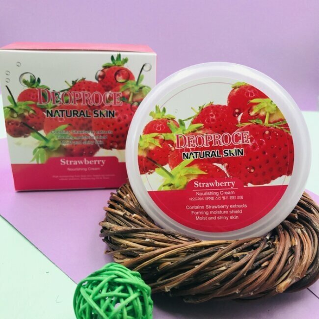 Питательный крем для лица и тела с содержанием экстракта клубники DEOPROCE NATURAL SKIN STRAWBERRY NOURISHING CREAM 100 мл