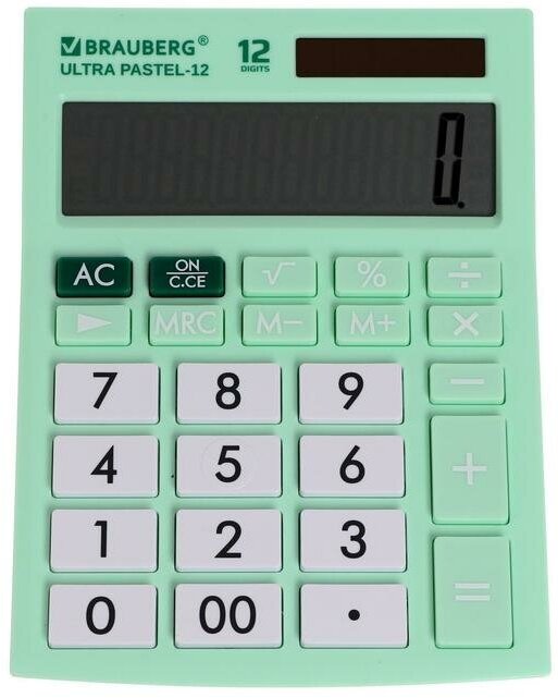 Калькулятор настольный 12-разр BRAU ULTRA PASTEL-12-LG, двпит, мятный 250504