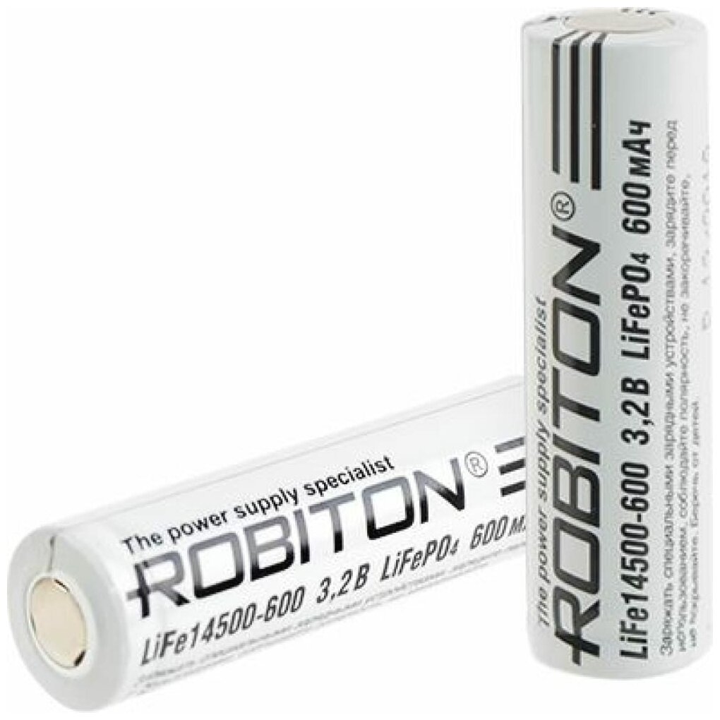 Аккумулятор ROBITON LiFe14500-600 600мАч без защиты PK1
