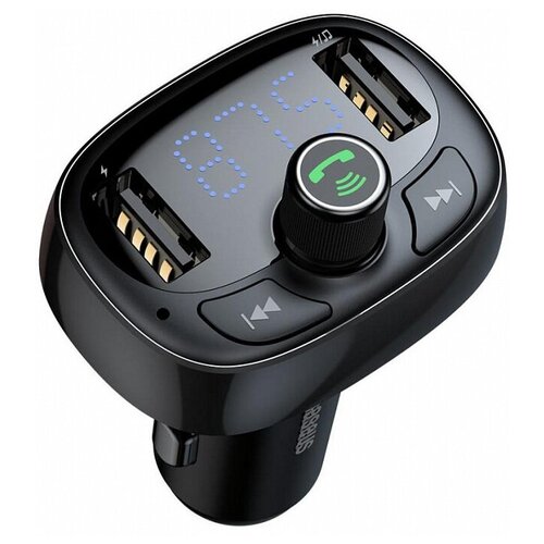 Автомобильное зарядное устройство CCALL-TM12 Baseus T typed Bluetooth MP3 charger with car holder dark coffee