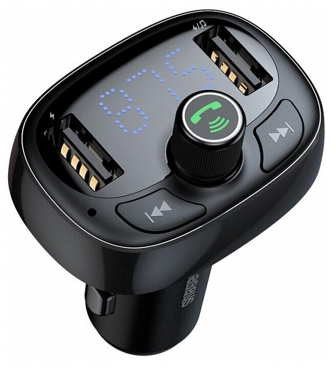 Автомобильное зарядное устройство Baseus T typed Bluetooth MP3 charger with car holder, черный