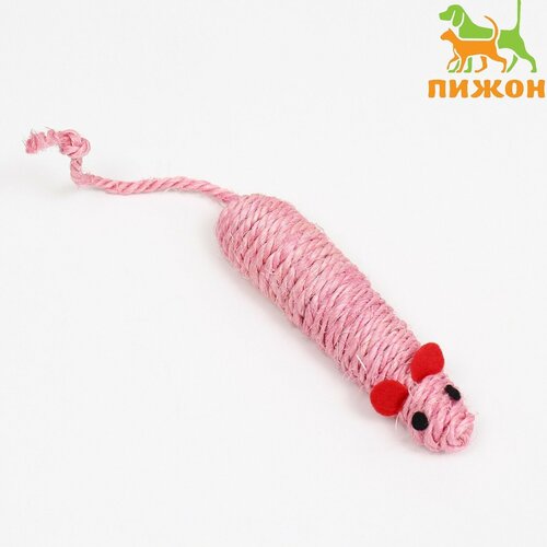 Игрушка сизалевая Длинная мышь, 14,5 см, розовая 7865582
