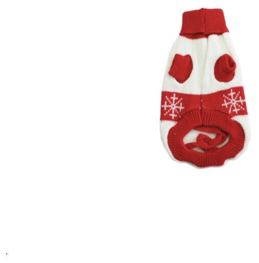 УЮТ Свитер для собак, бежевый с красной окантовкой и рисунком "снежинка" 20 см