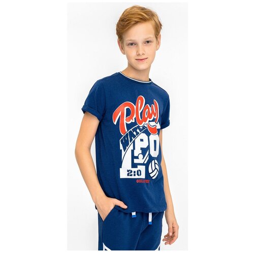 фото Футболка gulliver, размер 164, синий