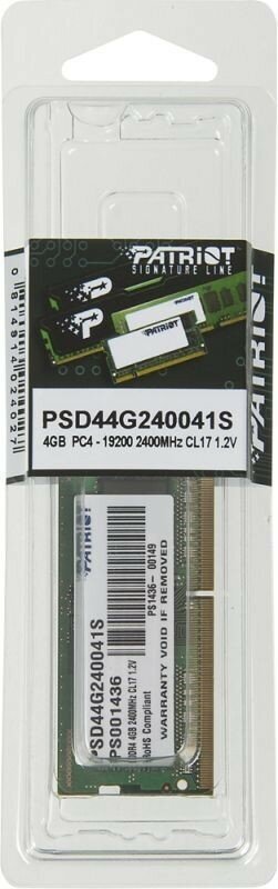 Модуль памяти PATRIOT DDR4 - 4Гб 2400, SO-DIMM, Ret - фото №4