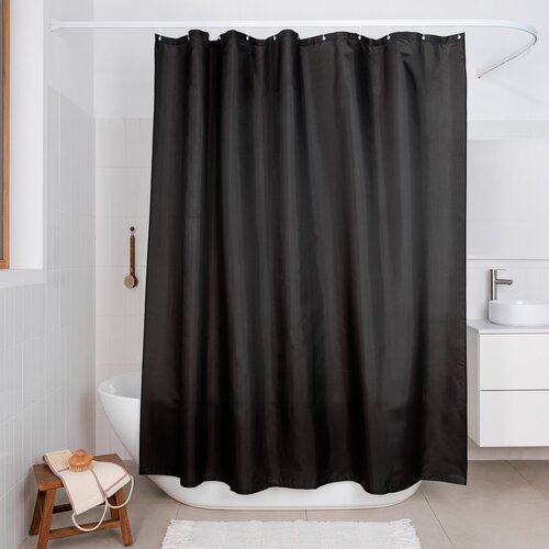 Занавеска (штора) Bantu для ванной комнаты тканевая 200х200 см, цвет черный