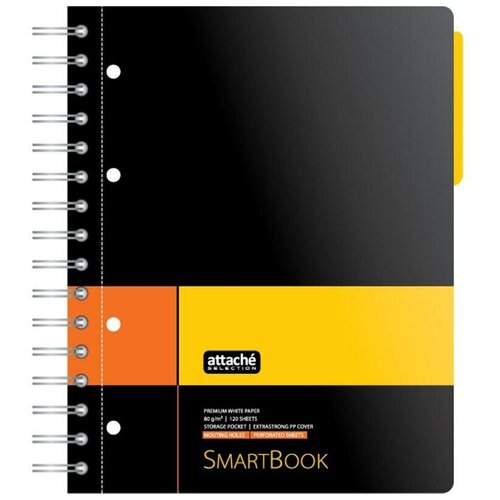 Тетрадь SMARTBOOK А5 120л. клетка, спир, микроп, разд, карм, жел-оран