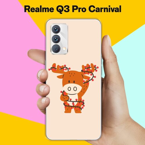 Силиконовый чехол на realme Q3 Pro Carnival Edition Олень / для Реалми Ку 3 Про Карнивал силиконовый чехол на realme q3 pro carnival edition рождественский пейзаж для реалми ку 3 про карнивал