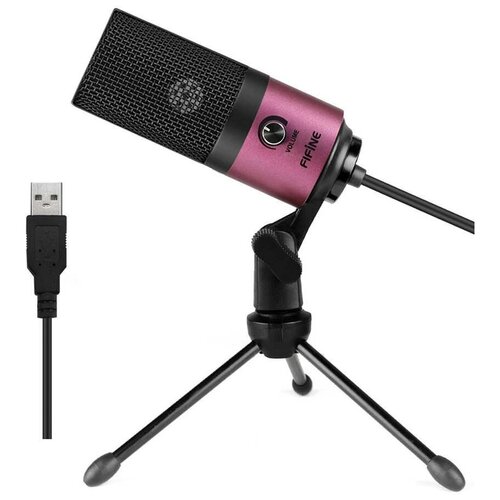 Микрофон проводной Fifine K669, разъем: mini USB, розовый
