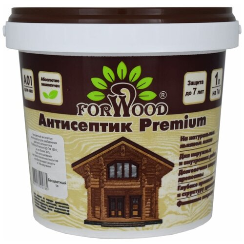 Масляный антисептик Forwood премиум 1л для защиты дерева до 10лет цвет бесцветный для внутренних работ без запаха