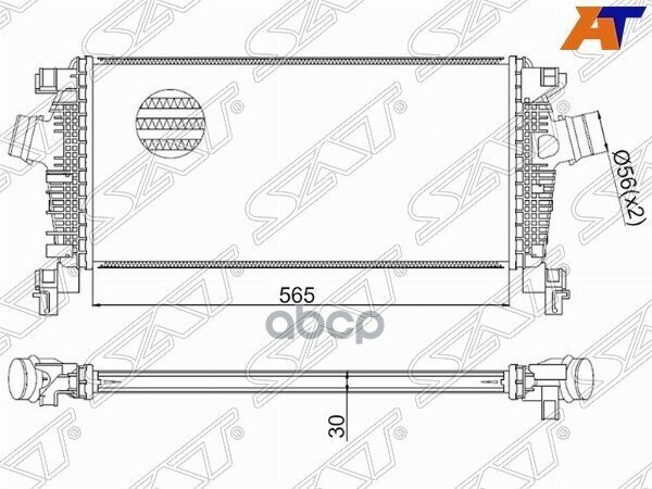 SAT ST1302144 Радиатор интеркулера CHEVROLET CRUZE/OPEL ASTRA J 09- M/T