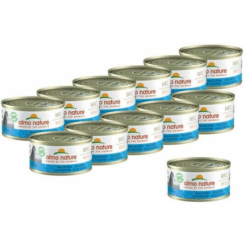 Almo Nature Консервы для Кошек с Макрелью 75% мяса (HFC Adult Cat Mackerel) 0,07 кг х 12 шт. almo nature консервы для кошек с форелью и тунцом 75% мяса hfc adult cat trout