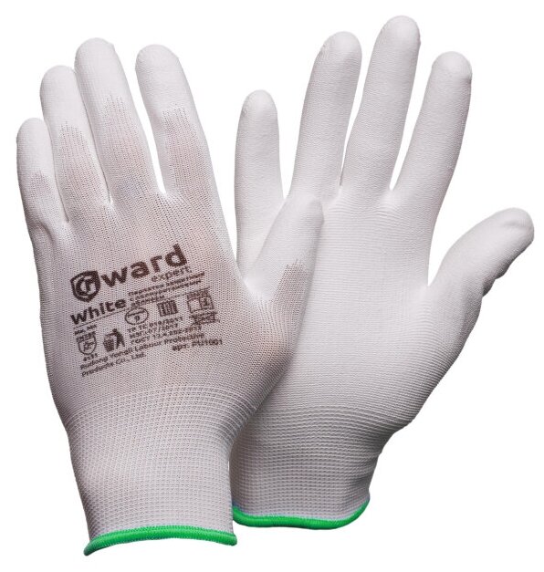 Защитные перчатки из нейлона с полиуретаном Gward White размер 8 пар 12 - фотография № 1
