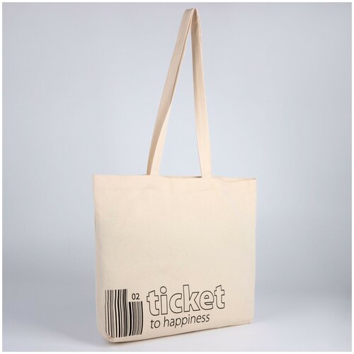 фото Сумка текстильная "ticket". 42*9*32. отд без молнии. без подклада. бежевая 4920087 nazamok
