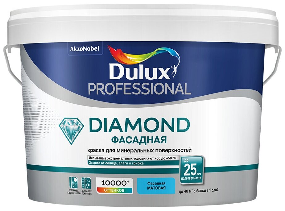 Краска водно-дисперсионная фасадная Dulux Professional Diamond белая основа BW 2,5 л