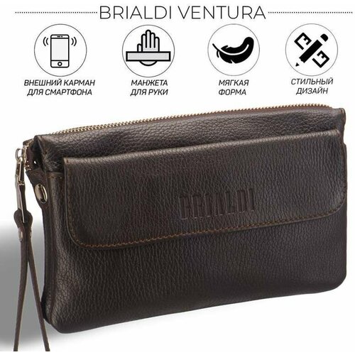 Сумка клатч BRIALDI, фактура зернистая, черный