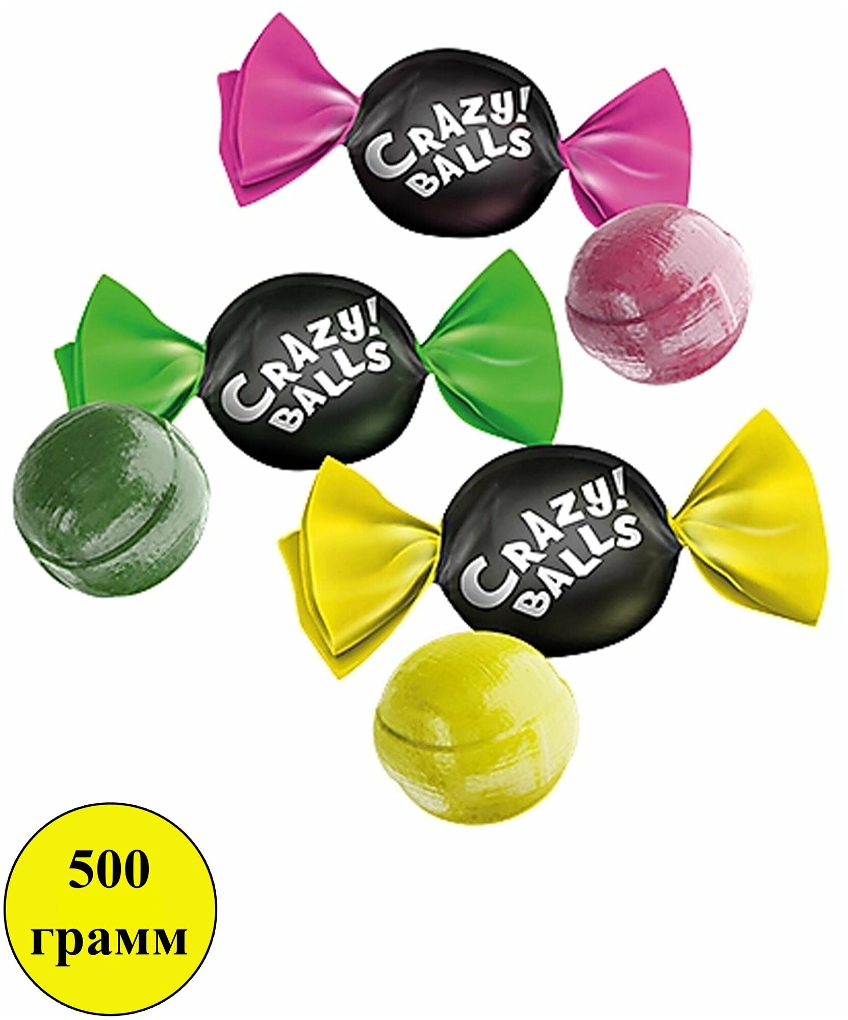 Карамель кислая KDV Crazy Balls, 500г