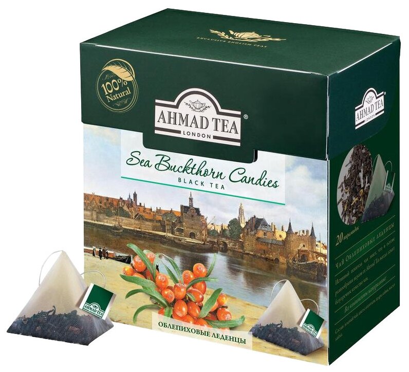 Чай "Ahmad Tea" Облепиховые Леденцы, черный, листовой, пирамидки, 20х1,8г - фотография № 3