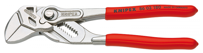 Клещи переставные - гаечный ключ KNIPEX KN-8603180, 40 мм (1 1/2"), L-180 мм, Cr-V, хромированные, обливные рукоятки