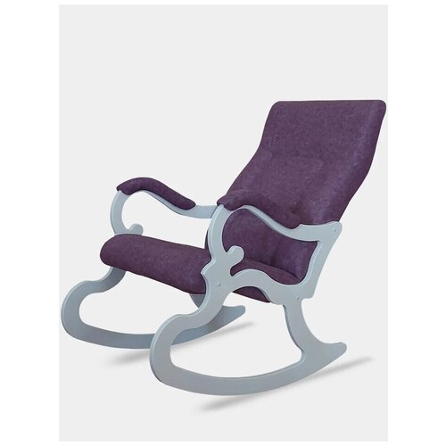 фото Кресло- качалка венеция ткань лиловый, каркас белый мебелик