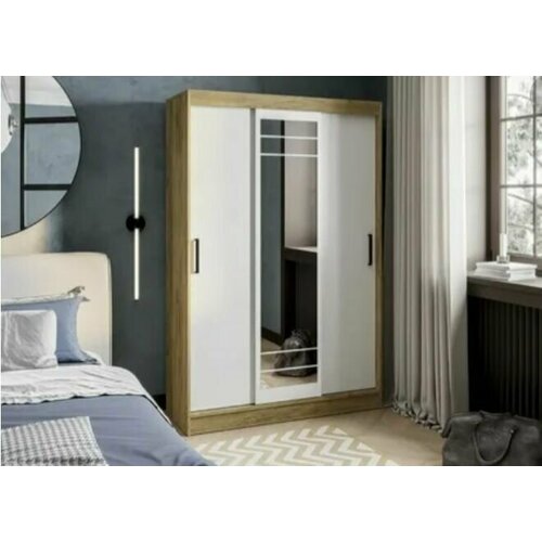 Шкаф-купе Тео белый/дуб крафт