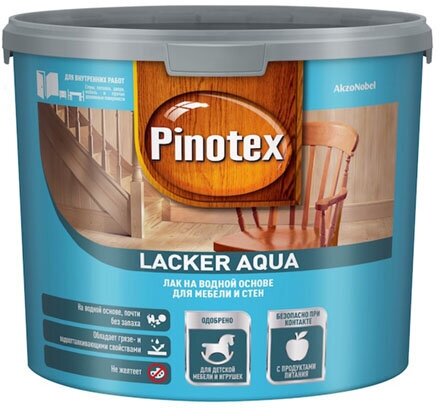 PINOTEX LACKER AQUA 70 лак на водной основе для мебели и стен, д/вн. работ, глянцевый (2,7л)