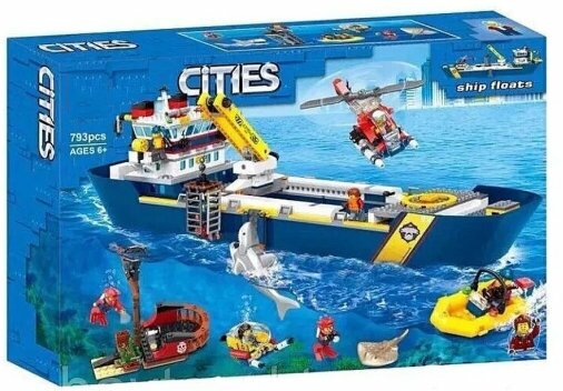 Конструктор / Cities Океан: Исследовательское судно / 793 детали / 11617 / Подарок ребенку