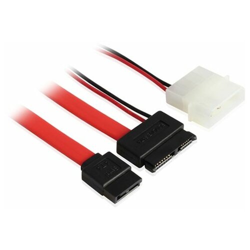 Кабель GCR SATA 13pin / SATA II 7pin / Molex 4pin (GC-ST302), 0.5 м, красный аксессуар gcr sata 15pin molex 4pin 15cm gc st211