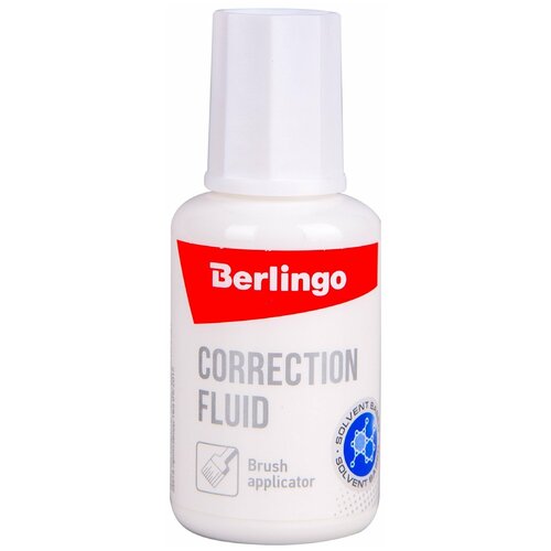 Berlingo Корректирующая жидкость , 20мл, на химической основе, с кистью KR 530 .