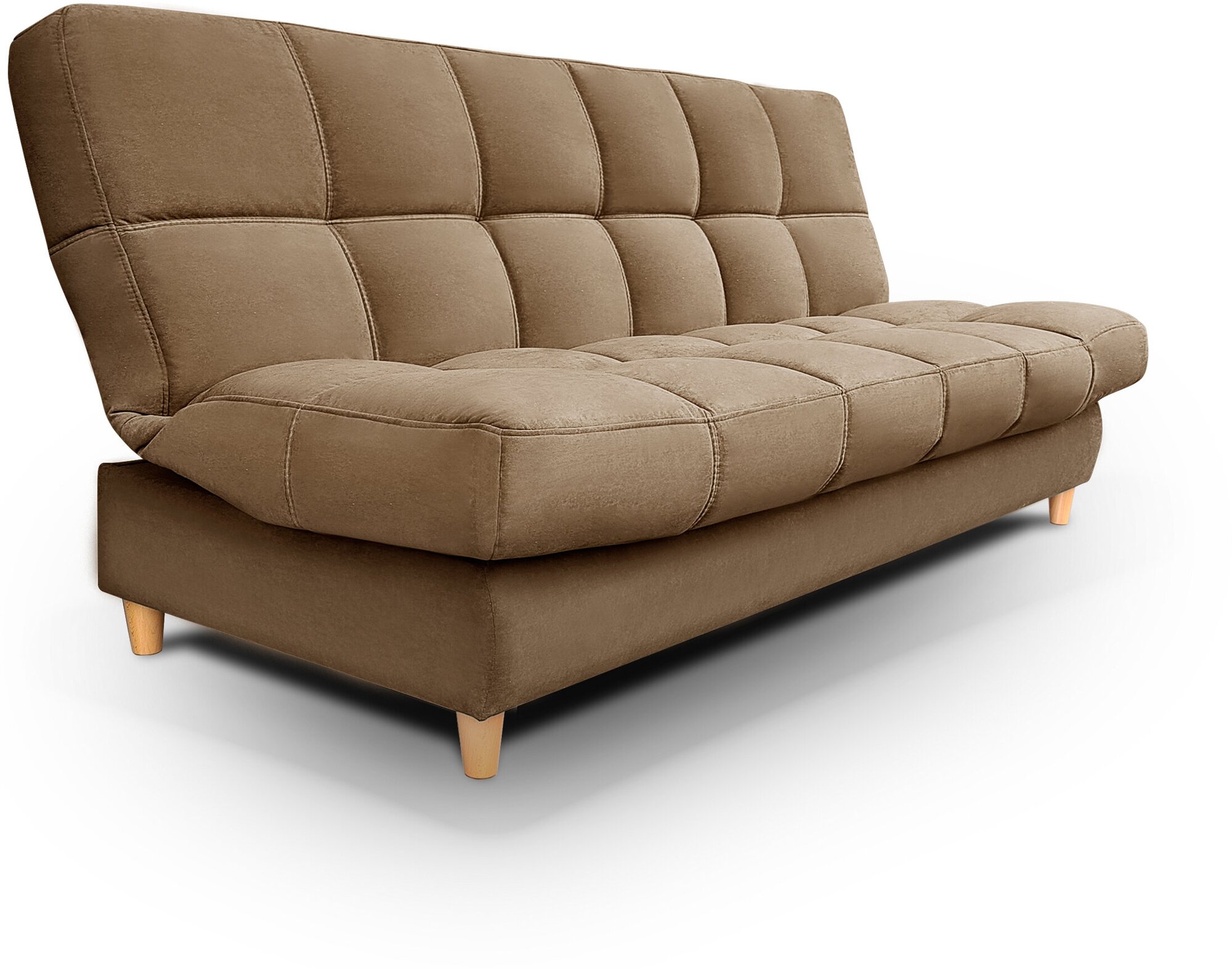 Саймон-прямой диван кровать Саймон ортопедический(коричневый)с ящиком для белья, без подлокотников, с пружинным блоком, механизм клик-кляк, 210х90х105см