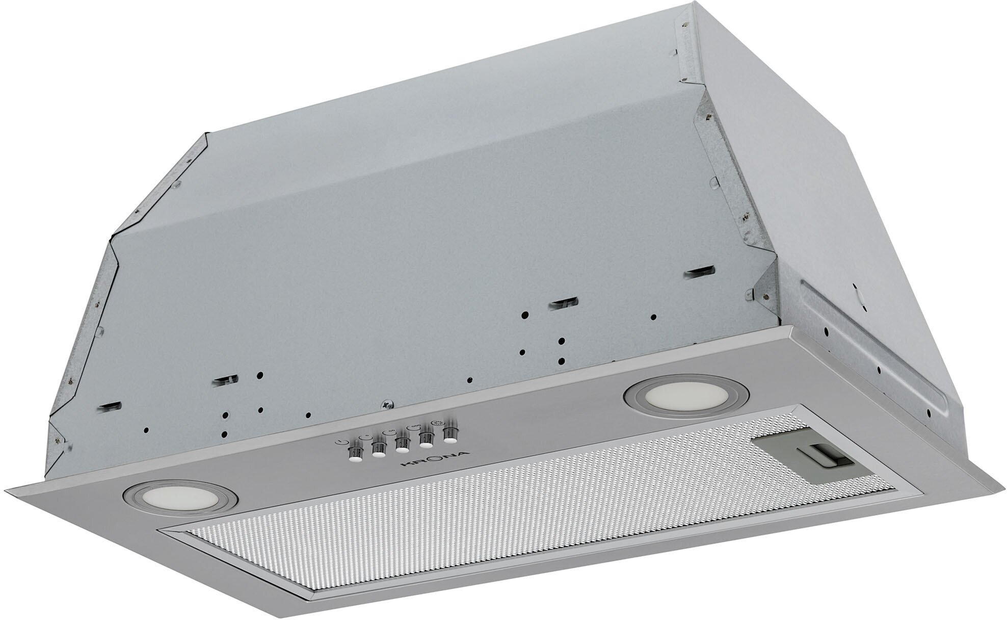Вытяжка встраиваемая в подвесной шкаф Krona / Крона ADEL 600 INOX PB металл серый 2 режима 3 скорости 50Дб 600м3/ч / вытяжная система вентиляции