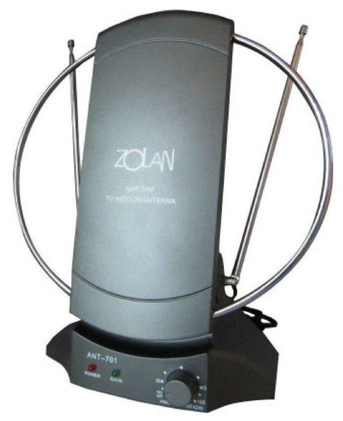 Антенны ТВ Zolan Антенна комнатная модель ANT-701/PL-701 (МВ/ДМВ/FM, 26-28 дБ)