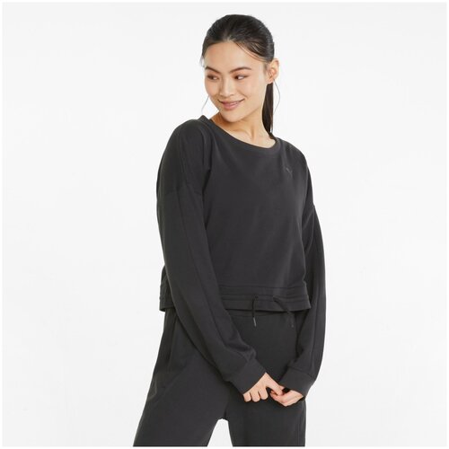 толстовка nike sleeves pocket crew neck sweatshirt черный Свитшот PUMA, размер S, черный