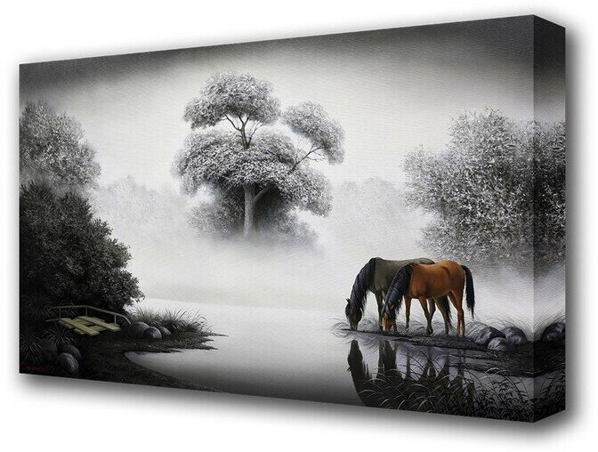 Картина на xолсте "Кони на водопое" 60*100 см