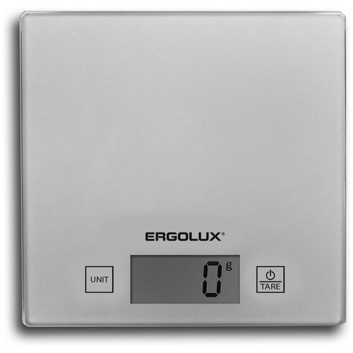 Кухонные весы ERGOLUX ELX-SK01-С03 серые металлик до 5 кг, 150*150 мм 13429