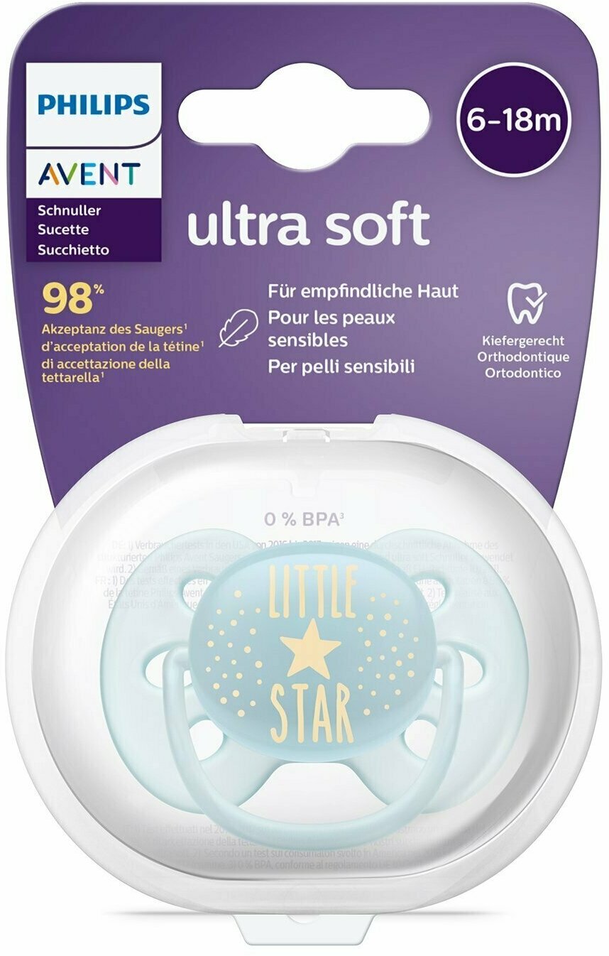 Пустышка Philips Avent Ultra Soft пластик/силикон (от 6 мес до 18 мес) упак:1шт. - фото №20