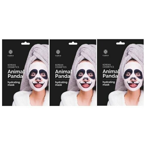 Маска тканевая для лица Fabrik cosmetology Animal Panda успокаивающая и отшелушивающая 34 г, 3 упаковки