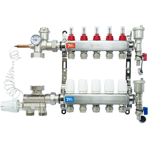 Комплект для водяного теплого пола до 80 кв/м Коллектор 5 контуров