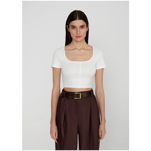 фото Футболка укороченная niceone [молочный, xs]