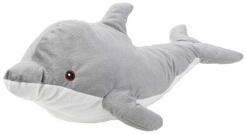 Мягкая игрушка дельфин Шведский Дом (аналог ИКЕА ГЕНОМБЛЁТ), 70 см, серый, белый