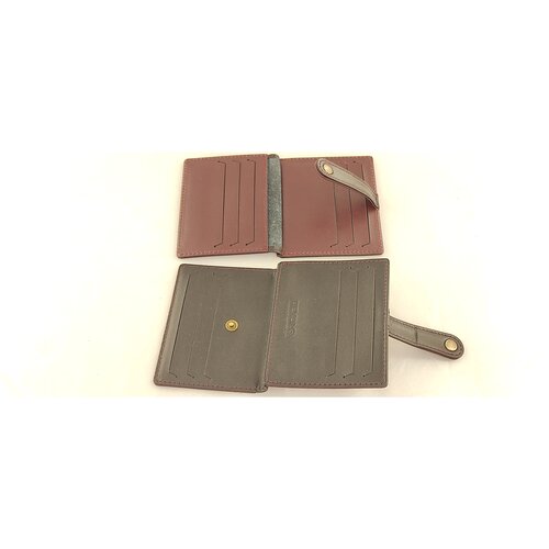 фото Экранирующий чехол-картхолдер для банковских карт с чипом. 14 карманов. на кнопке. бордовая и черная кожи. dekom