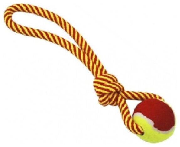 №1 ГР 884 Игрушка для собак Грейфер веревка плетеная с мячом и ручкой 32см (2 шт)