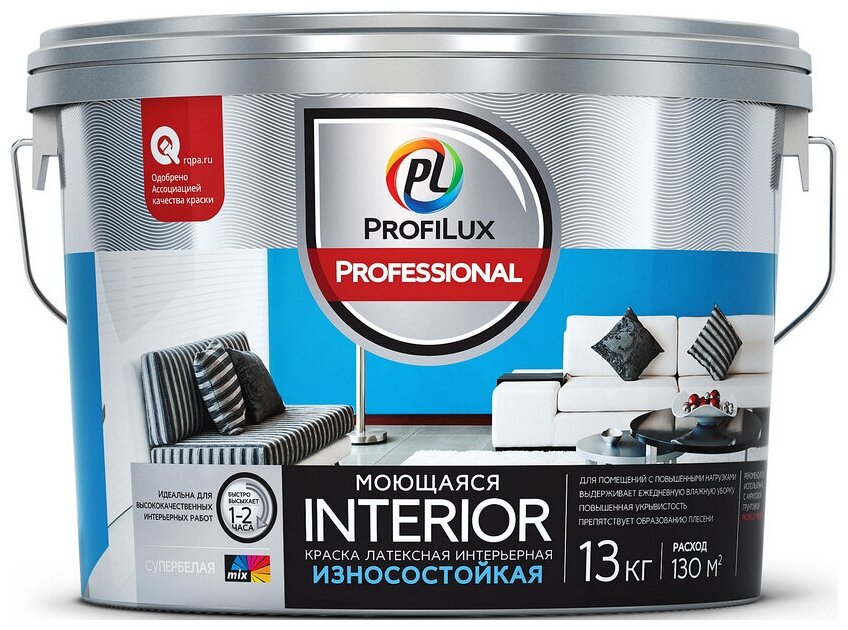 фото Краска латексная Profilux Professional Interior износостойкая