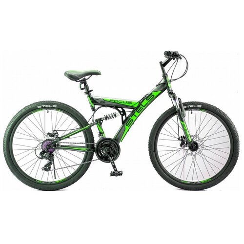 фото Велосипед stels focus md 26" 21-sp v010 рама 18" черный/зеленый
