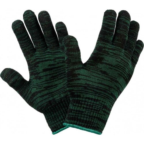 Перчатки хб двойные без ПВХ 10 класс, 5 нитей, зеленые, М, 10 пар перчатки хб без пвх 10 класс 5 нитей 60 пар черные