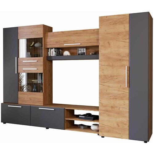 Гостиная стиль МК Сафари Дуб Крафт золотой Графит Софт 49180₽